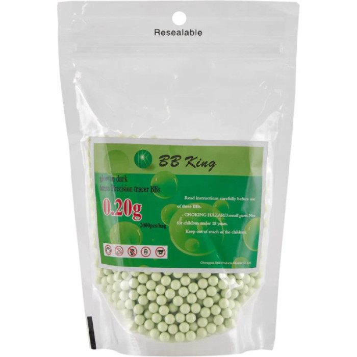 Страйкбольні кульки BB King Tracer Green 6мм 0,20г 2000шт/уп (1401.00.05)