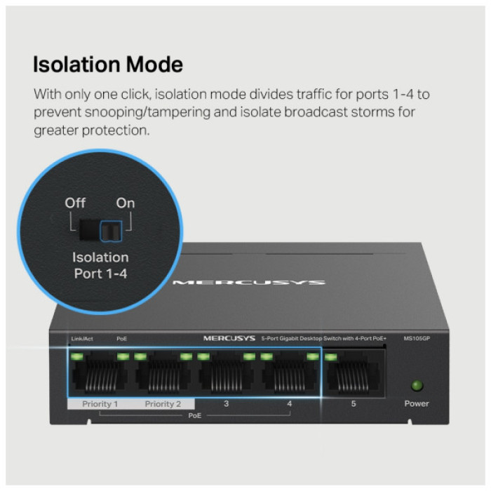 Комутатор мережевий Mercusys MS105GP