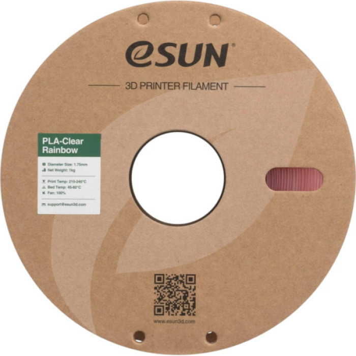 Пластик для 3D-принтера eSUN PLA Clear Rainbow 1,75mm 1kg PINK-Crystal (PLA-CLRB175O-CP1P1)