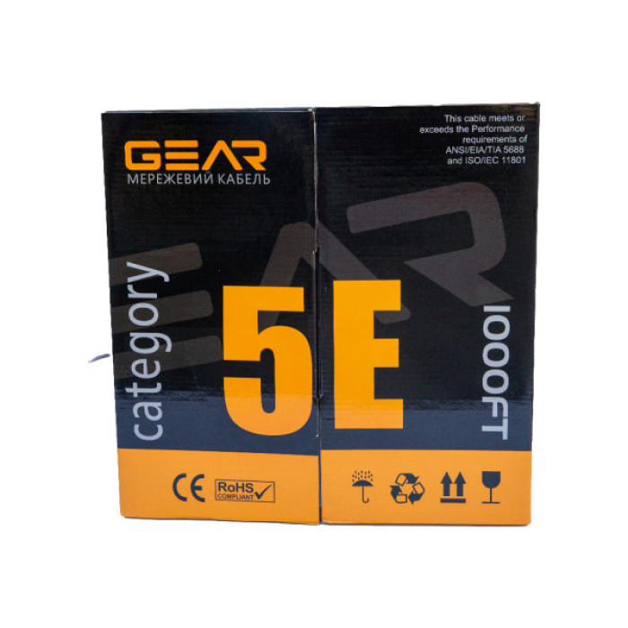 Кабель мережевий GEAR FTP 305м, cat.5e, CCA(25%), 4*2*0,51, PVC, indoor, blue (GEC-FTPCCA25051305)
