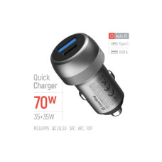 Зарядний пристрій ColorWay USB-C PD35W + USB QC3.0 car adapter (CW-CHA066PD-GR)
