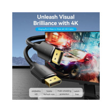 Кабель мультимедійний DisplayPort M to DisplayPort M 1.0m 4K60Hz black Vention (HAKBF)