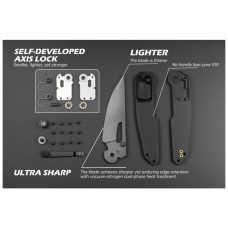 Ніж Hightron Sharplyn, 14C28N, G10 + CF, чорний, чорний клинок (HK01BLK)