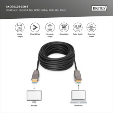 Кабель мультимедійний HDMI M to HDMI M 10m 8K AOC hybrid-fiber black Digitus (AK-330126-100-S)