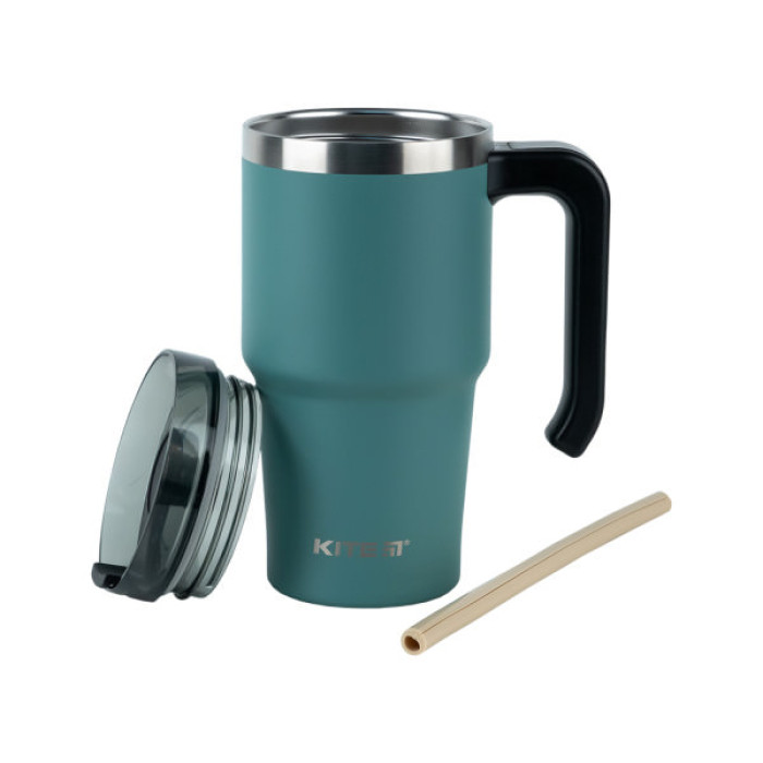 Термокружка Kite з ручкою 600 мл зелена (K24-1207-3)