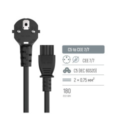 Кабель живлення C5 1.0m black ColorWay (CW-CBP084-BK)
