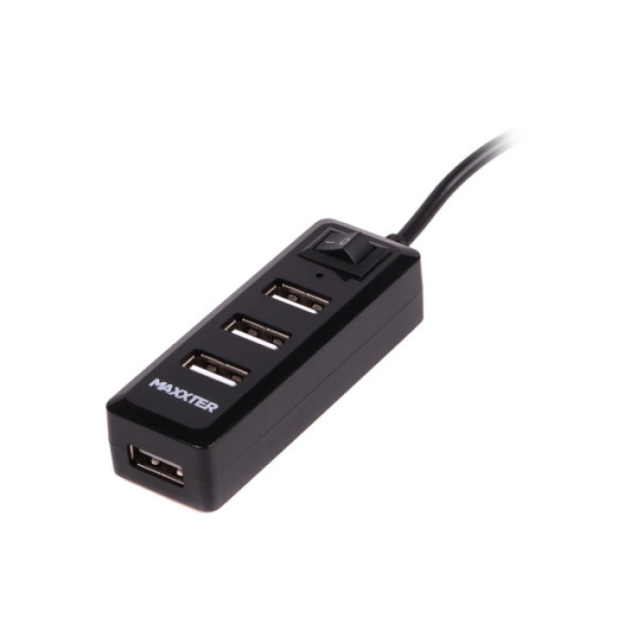 Концентратор Maxxter USB 2.0 to 4xUSB + charger 5V 1A (HU2A-4P-AC-03)