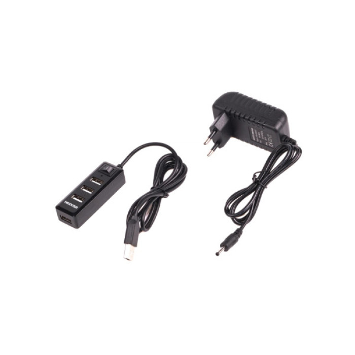 Концентратор Maxxter USB 2.0 to 4xUSB + charger 5V 1A (HU2A-4P-AC-03)