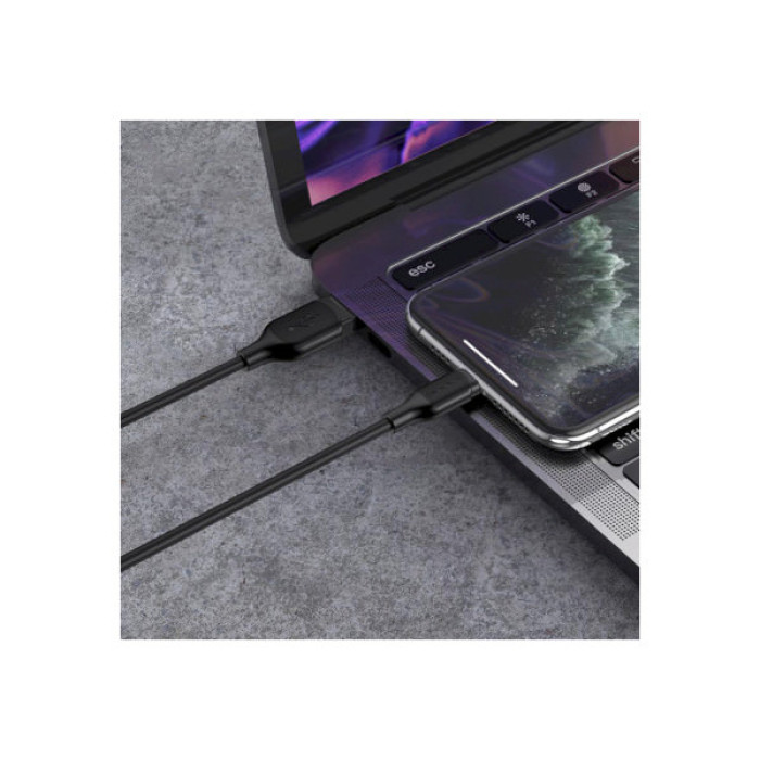 Дата кабель USB 2.0 AM to Lightning 1.0m 2.4A silicone BX42 black BOROFONE (6931474736727)