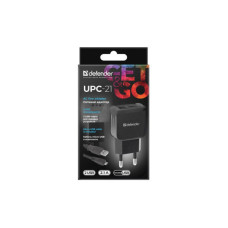Зарядний пристрій Defender UPС-21 2xUSB,5V/2.1А кабель microUSB (83581)