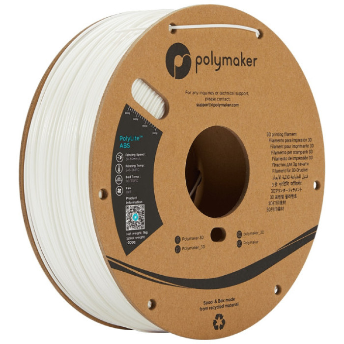 Пластик для 3D-принтера Polymaker ABS POLYLITE 1,75mm 1kg WHITE (PE01002)