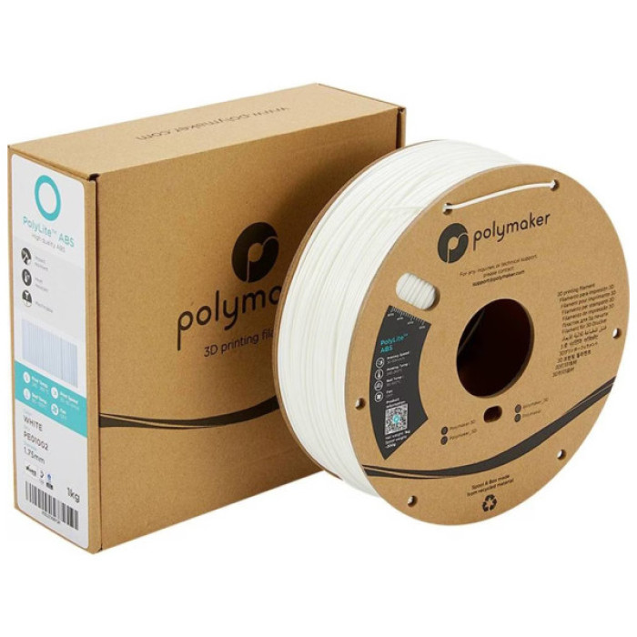 Пластик для 3D-принтера Polymaker ABS POLYLITE 1,75mm 1kg WHITE (PE01002)