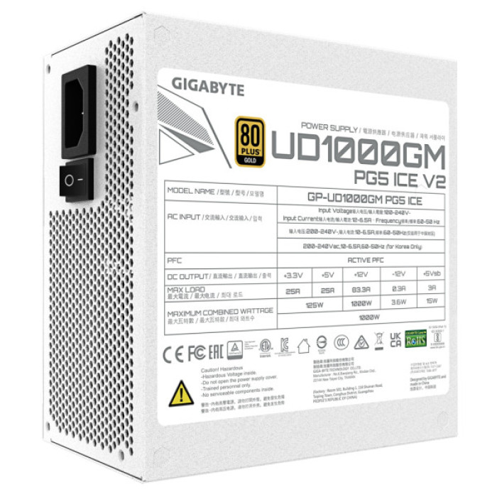 Блок живлення GIGABYTE 1000W (GP-UD1000GM PG5 ICE)