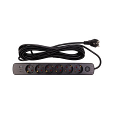 Мережевий фільтр живлення PowerPlant 7м, 6 розеток,USB, Type-C (YS-N6086/7c) (EX610686)