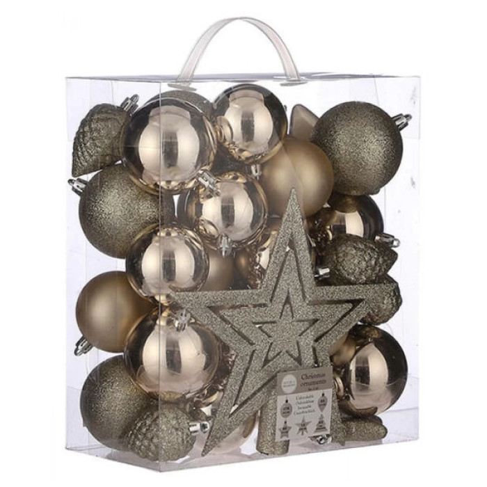 Ялинкова іграшка House Of Seasons Пластик 40 шт Кульки шампань (8718861797336)