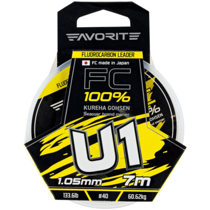 Флюорокарбон Favorite U1 FC 7m 40/1.05mm 133.6lb/60.62kg (1693.11.99)