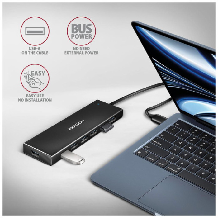 Концентратор AXAGON USB 3.1 to 7xUSB 3.0 black (HUE-F7A)