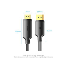 Кабель мультимедійний DisplayPort M to HDMI M 1.8m 4K40Hz black Vention (HFOBAC)