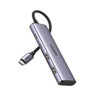 Концентратор Ugreen USB-C to 2xUSB 3.0 + 2xUSB-C CM473 gray (15395)