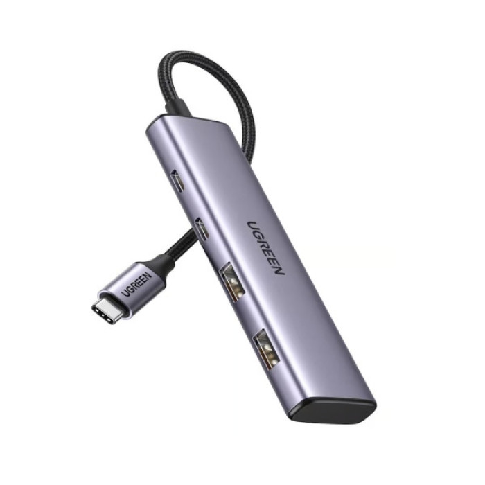 Концентратор Ugreen USB-C to 2xUSB 3.0 + 2xUSB-C CM473 gray (15395)