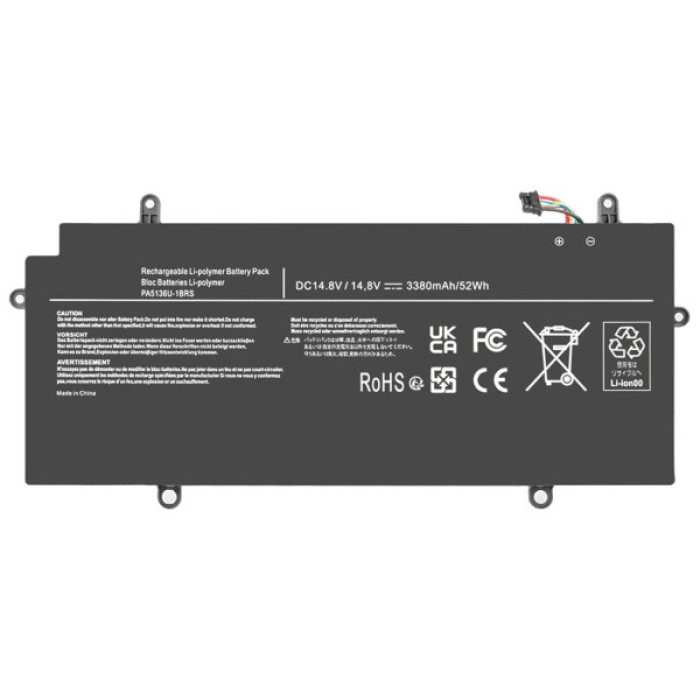 Акумулятор до ноутбука Toshiba PA5136U, 52Wh (3480mAh), 4cell, 15.2V, Li-ion (A71173)