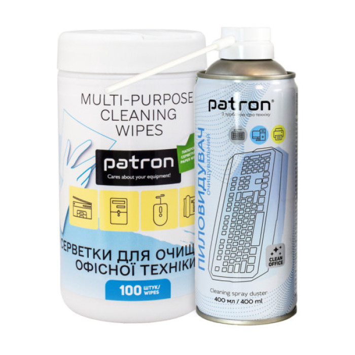 Стиснене повітря для чистки Patron spray duster 400ml F3-020 + wipes F3-060 (CS-PN-BUNDL-6)