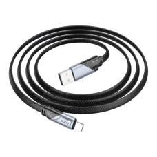 Дата кабель USB 2.0 AM to Lightning 1.2m 2.4A nylon aluminum U125 black HOCO (6942007604987)