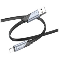 Дата кабель USB 2.0 AM to Lightning 1.2m 2.4A nylon aluminum U125 black HOCO (6942007604987)