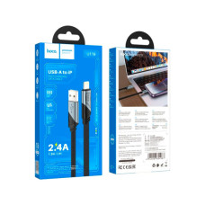 Дата кабель USB 2.0 AM to Lightning 1.2m 2.4A nylon aluminum U125 black HOCO (6942007604987)