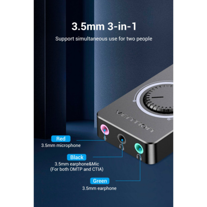 Звукова плата VENTION Audio USB 3х3,5mm jack 0.15m Volume Control (CDRBB)