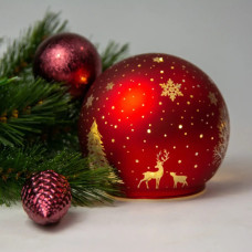 Прикраса декоративна Chomik світильник Куля, скляний, LED 12x11см, червоний (5900779881853)