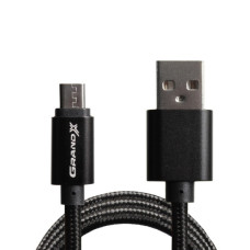 Дата кабель USB 2.0 AM to Micro 5P 1.0m Black/Black Grand-X (FM01BB)