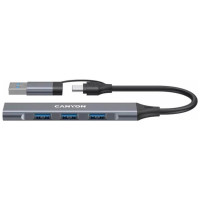 Концентратор Canyon hub DS-02 4in1 USB-A/C Grey (CNS-TDS02G)