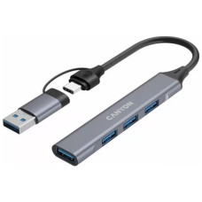 Концентратор Canyon hub DS-02 4in1 USB-A/C Grey (CNS-TDS02G)