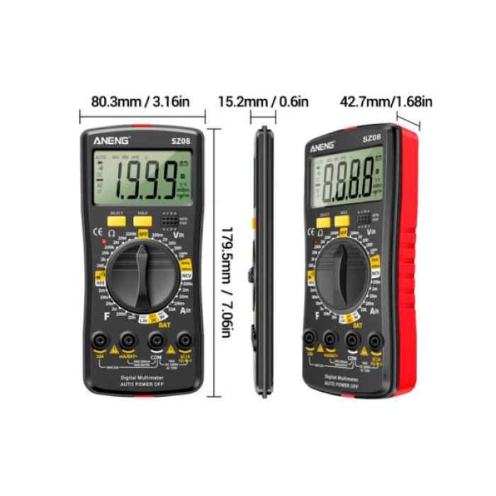 Цифровий мультиметр ANENG SZ08, V, A, R, C, T, F, функція hFE (SZ08)