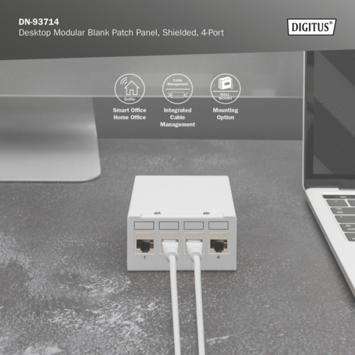 Патч-панель настільна, 4 порти, модульна Digitus (DN-93714)