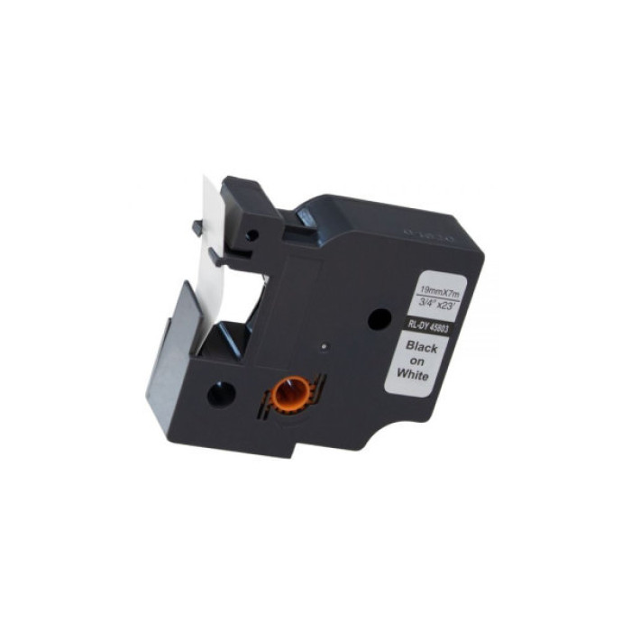 Стрічка для принтера етикеток UKRMARK RL-D-45803P-BK/WT, аналог DYMO S0720830, 19мм х 7м. (900304)