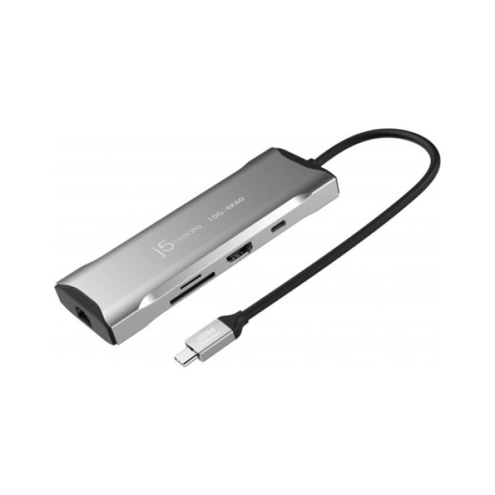 Порт-реплікатор J5create Dock-Station USB-C 10Gbps, 7-in-1 (хаб/HDMI/PD/картридер) (JCD393-N)