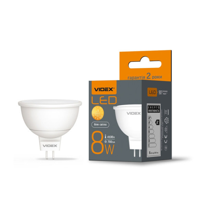 Лампочка Videx MR16e 8W GU5.3 4100K (VL-MR16e-08534)