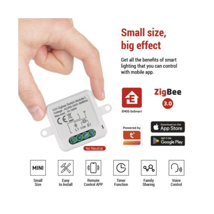 Модуль управління розумним будинком EMOS H5103 ZigBee 3.0 1-Channel (H5103)
