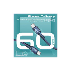 Дата кабель USB-C to USB-C 1.2m 60W PD FletchLink-CC blue Promate (fletchlink-cc.blue)