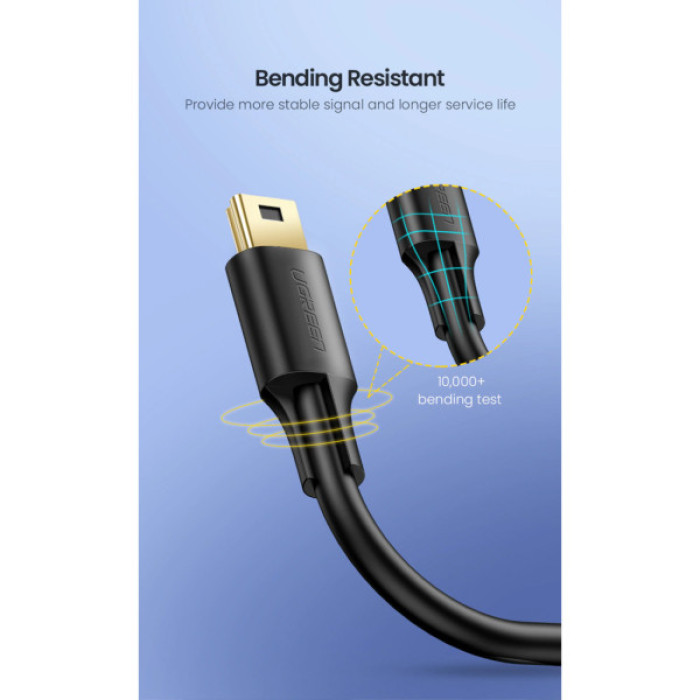 Дата кабель USB 2.0 AM to Mini 5P 2.0m US132 black Ugreen (30472)