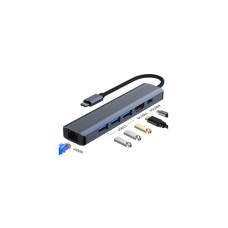 Концентратор Dynamode 7-in-1 USB-C to HDTV 4K/30Hz, 2хUSB3.0, RJ45, USB-C PD 100W, SD/MicroSD (BYL-2303)