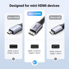 Кабель мультимедійний HDMI M to HDMI mini M 2.0m 8K HD163 black UGREEN (15515)