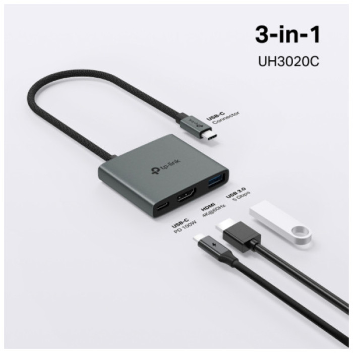 Порт-реплікатор TP-Link USB Type-C 3-в-1 (UH3020C)