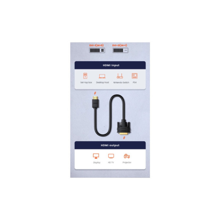 Кабель мультимедійний HDMI M to DVI M 3.0m HD106 black Ugreen (10136)