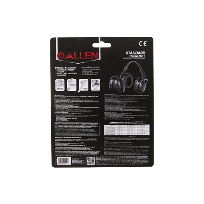 Тактичні навушники Allen Standard Passive Black (2274)