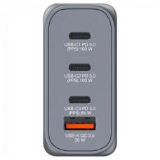 Зарядний пристрій Verbatim GaN 100 W 4 ports (2xUSB-C-100 W,USB-C 65 W /USB-A -3.0) (32202)
