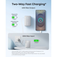 Батарея універсальна Anker Nano 10000mAh, 45W, Built-In USB-C Cable, white (A1638H21)