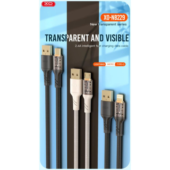 Дата кабель USB 2.0 AM to Micro 5P 1.0m 2.4A black XO (NB229-M-1-BK)